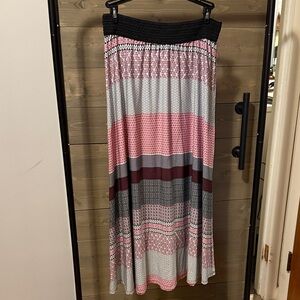 Robert Louis Pink and Gray Maxi Skirt